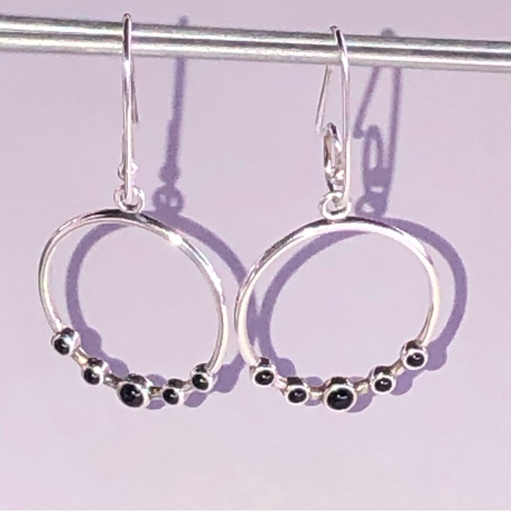 Pandora Black Onyx Compose Earrings 925 Ale